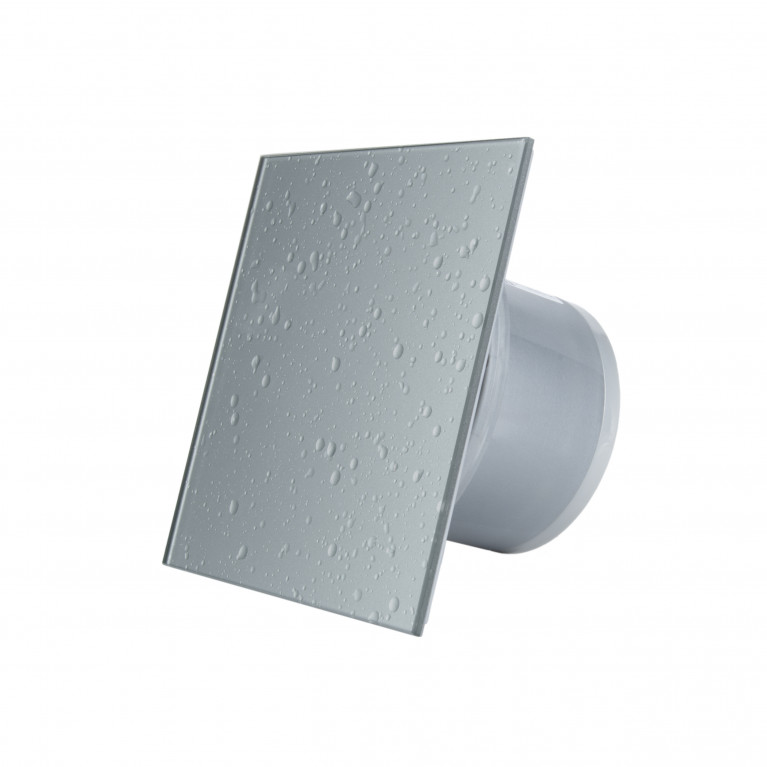 Designer silent fan MMP 100, 100 m³ / h, glass, light gray with drops